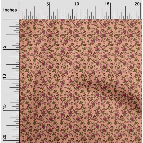 oneOone Viscose Jersey Fabric Leaves & Floral Block Print Fabric BTY 60 Inch Wide