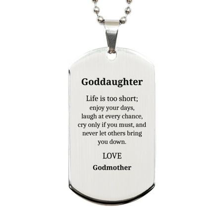 Goddaughter Silver Dog Tag Enjoy Your Days Graduation Gift from Godmother Inspirational Jewelry for Her