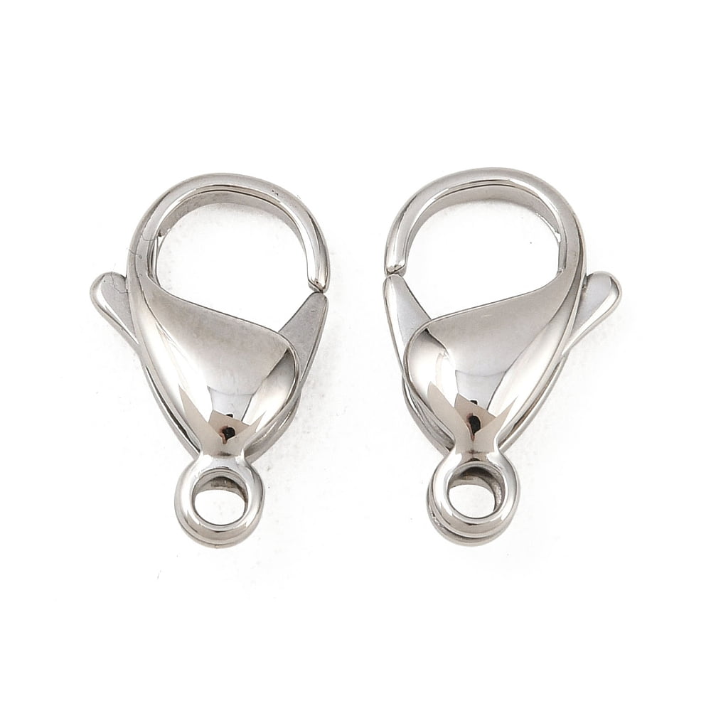 Resistant 316 Surgical Stainless Steel Lobster Claw Clasps Stainless Steel Color 19x12mm Hole: 2mm DIY