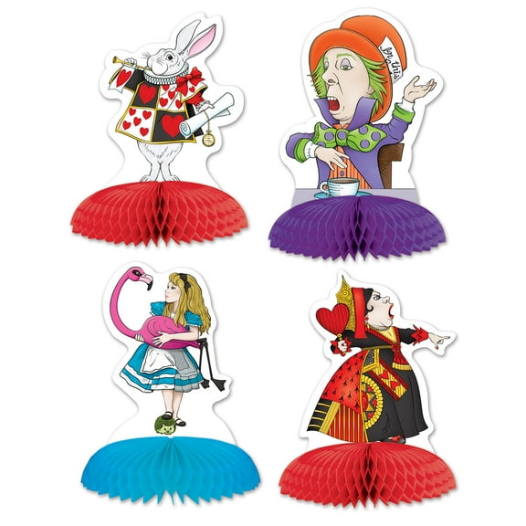 Party Central Alice in Wonderland Mini Centerpieces with Honeycomb Base - 5" - Multicolor - Club