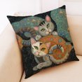 thumbnail image 4 of Juego de 4 fundas de almohada de lino con diseño de gato abstracto de 18.0 x 18.0 in, regalos para amantes de los gatos, almohada divertida para gatos, decoración de guardería, regalos para dueños de, 4 of 5