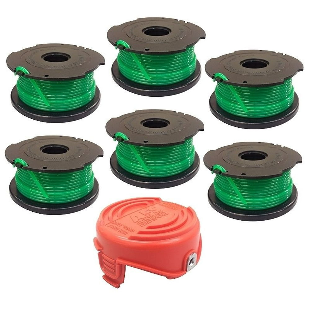 6 Replacement Spools and Cap for Black & Decker GH3000 Trimmer