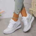 thumbnail image 4 of Women's Glitter Rhinestone Platform Wedge Slip On Sneakers Breathable Lace up Running Shoes Sparkly Lightweight Dressy Shoes White Size 9.5, 4 of 7