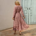 thumbnail image 3 of OVINYER Dress Women Casual Long Sleeve Floral Printed Ruffle Flowy Temperament Long Dress Lightweight Soft Breathable, 3 of 5