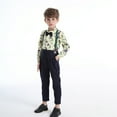 thumbnail image 6 of YTDSCS Baby Kids Boys Formal Outfit Toddler Infant Boys Long Sleeves Gentleman Set 6 Months -10 Years Dinosaur Print Shirt+Suspender Pants+Bow Tie Wedding Suit, 6 of 9