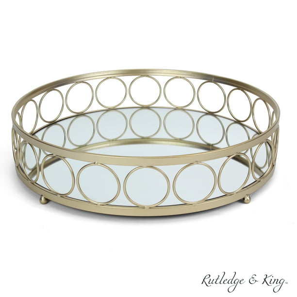 Rutledge King Ottoman Tray Gold, Large Gold Mirrored Cocktail Tray