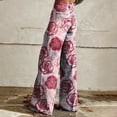 thumbnail image 5 of Women's Casual Pants Wide Leg Pants Women'S High Waisted Flower Patterned Pants Lightweight And Loose Casual Colorful Pants Heavyweight Pants,Pink Women's Casual Pants L, 5 of 7