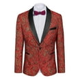 thumbnail image 3 of COOFANDY Men's Floral Dinner Jacket Blazer Stylish Jacquard Suit Jacket Party Wedding Prom Tuxedo Dress Jacket, 3 of 9