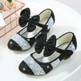 thumbnail image 4 of YYUIJK 4-16 Years Kids Girls Mary Jane Princess Court Shoes Sparkly Glitter Wedding Party Black 10 Years, 4 of 6