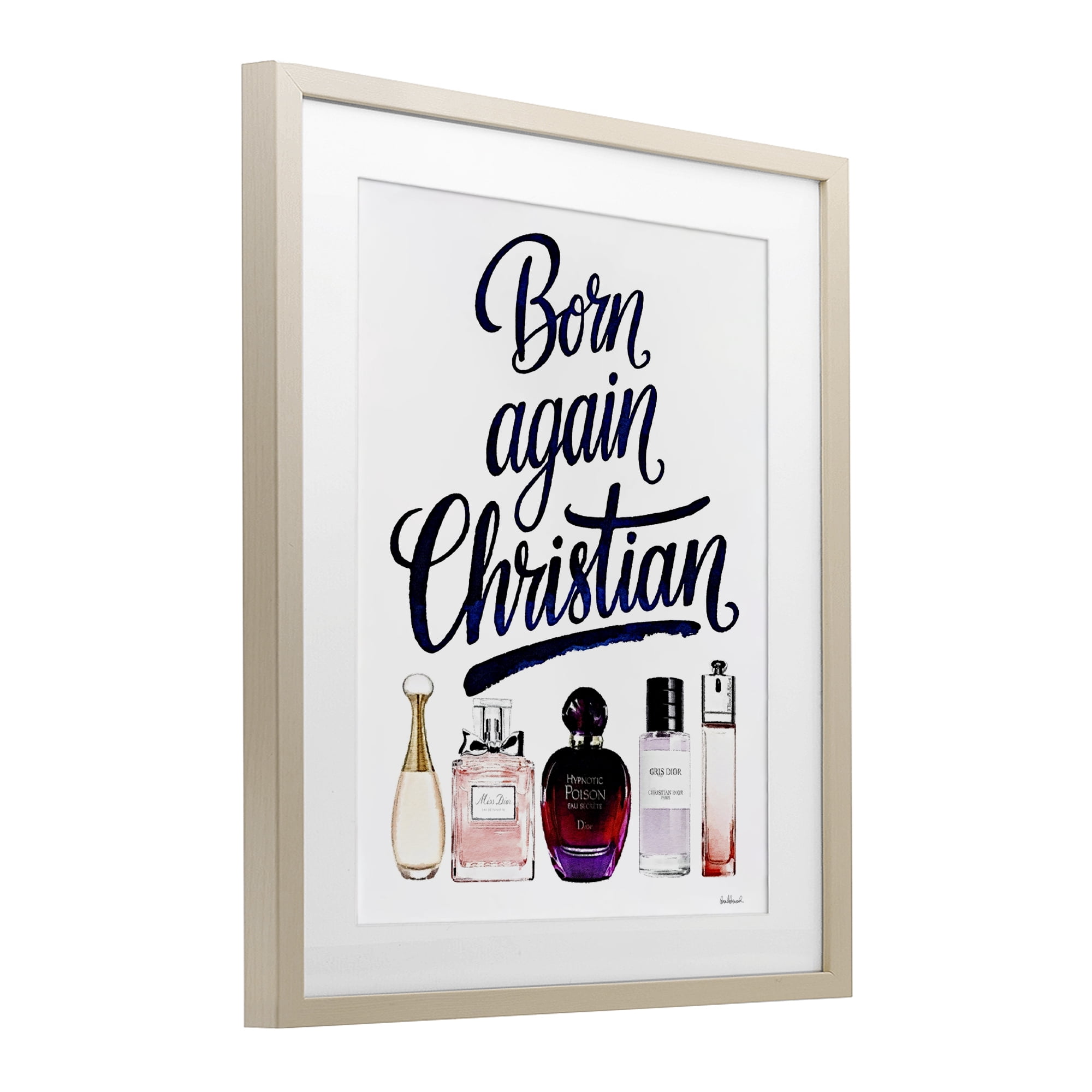 Born Again Christian Skincare Birch Framed Print Under Glass, design by Amanda Greenwood