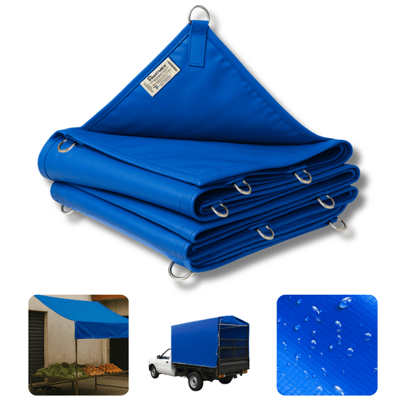 LONA AHULADA IMPERMEABLE 3X4 PARA USO RUDO COLOR AZUL INMATMEX