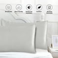 thumbnail image 2 of Fdelink Pillo Cover Silk Pillowcases 2 Pack for Hair and Skin Both Sides Proof Soft Breathable Smooth Silk Pillow Cover Pillow Cases Grey, 2 of 4