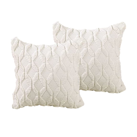 Set of 2 Soft Plush Short Wool Velvet Decorative Throw Pillow Covers 18x18 inch Square Cushion Case Pillow Shell - beige