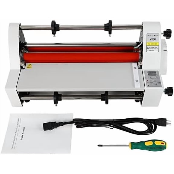 13" Laminating Machine, 350mm 110V Hot Cold Roll Laminator Single Dual Side Roll Digital Display Thermal Laminating Machine for School Office Cross-Patterned Films$$Office