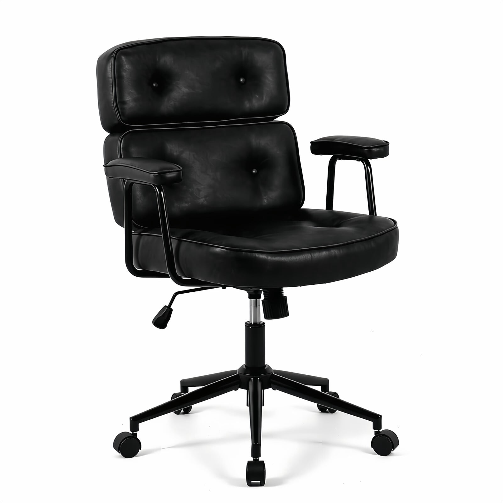 Kelno Ergonomic PU Leather Office Chair 350lbs Capacity High Back Computer Chair with Lumbar Support Adjustable Rolling Swivel Task Chair, Black