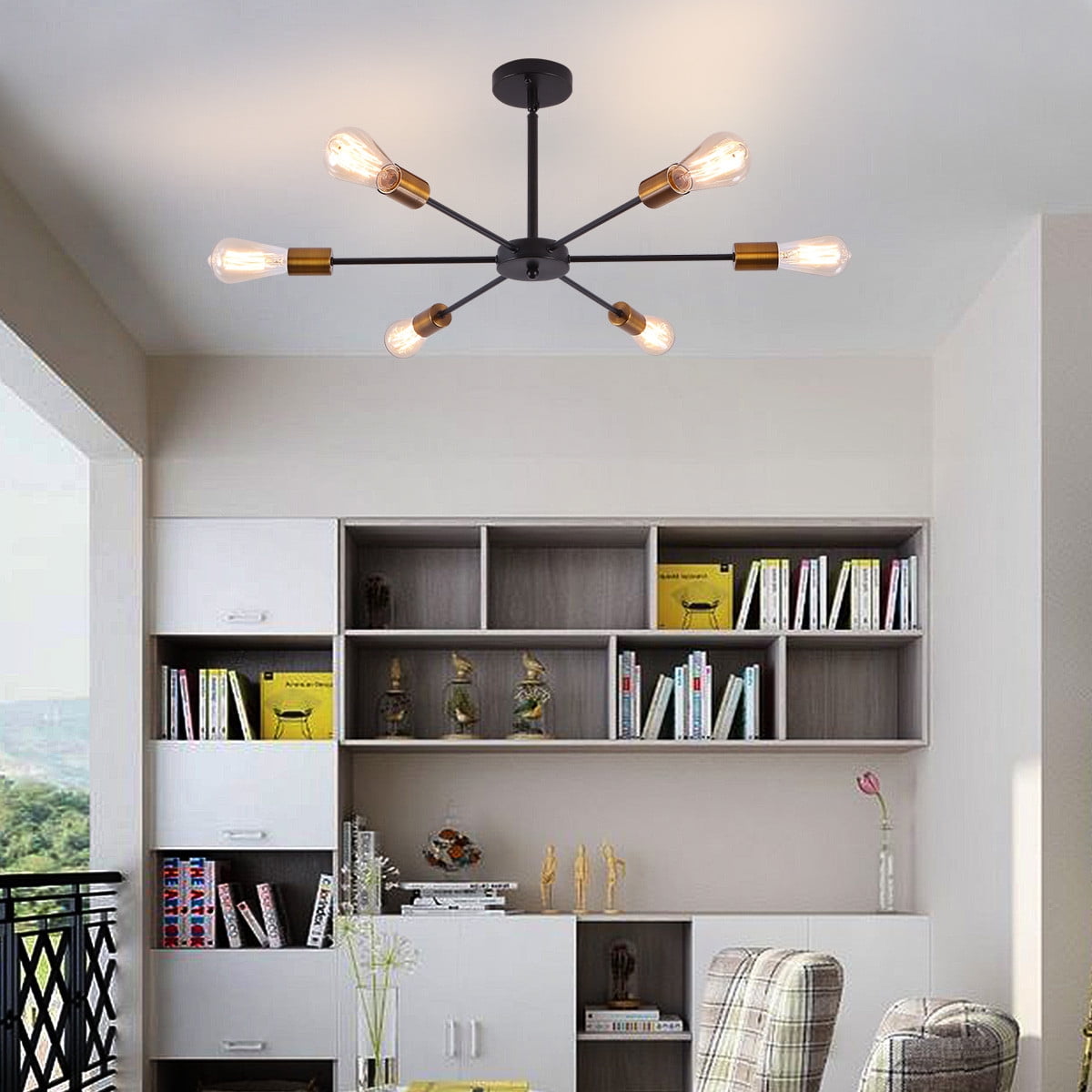 Mid Century Modern Light Fixture,Chandelier Light Fixture,E26 LED Sputnik Chandelier Modern Ceiling Light Fixture for Living Room,Dining,Bedroom,Kitchen 6-Lights Mid Century Modern Light Fixture,Chandelier Light Fixture,E26 LED Sputnik Chandelier Modern Ceiling Light Fixture for Living Room,Dining,Bedroom,Kitchen 6-Lights