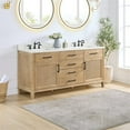 thumbnail image 3 of Solana 72" Wood Vanity in Weathered Fir Calacatta White Quartz Top no Mirror, 3 of 14