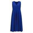 thumbnail image 4 of Women's Sleeveless Wrap V Neck Dress Casual A-Line Flowy Mid Long Maxi Dresses, 4 of 5