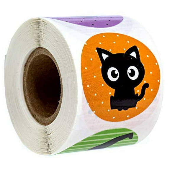 Halloween Character Stickers / 250 Spooky Fall Stickers / 8 Alternating Adorable Autumn Designs / 1.5" Round Trick Or Treat Sticker/Made in The USA