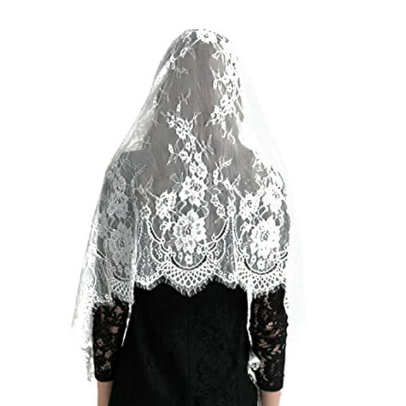 Yokua Lace Head Covering Scarf Bride Veiled Shawl for Weddings And Easter Services