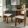 thumbnail image 2 of Safavieh Calamo Modern Wood and Fabric Dining Side Chairs, White / Walnut (Set of 2), 2 of 8
