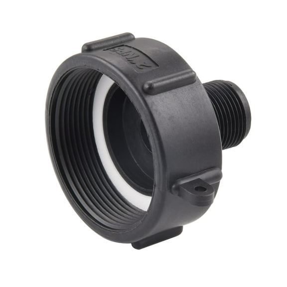 250 Gallon IBC Tote Water Hose Adapter,Grade Plastic Drain Connector for Garden Hose, 2 Inch Fine Thread to 3/4 Inch Male G Thread, Black