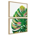thumbnail image 2 of Kate and Laurel Sylvie Monstera 1 and 2 Framed Canvas Wall Art Set by Jessi Raulet of Ettavee, 2 Piece 18x24 Natural, Colorful Plant Leaf Art for Wall, 2 of 6