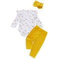 thumbnail image 1 of Xingqing 3PCS Infant Neborn Baby Girls Rainbow Print Long Sleeve Ruffle Romper Long Solid Color Pants, 1 of 10