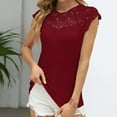 thumbnail image 2 of Chbgutlmr Going out for Women Ribbed Lace Crewneck Cap Sleeve Slim Fitting Solid Color Tank Tops Fashion, 2 of 9