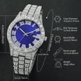 thumbnail image 5 of 2PCS/1Set Hip Hop Men's Watch Fashion Diamond Stainless Steel Band Male Quartz Watches Gift Boyfriend (2PCS/1Set), 5 of 6