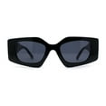 thumbnail image 1 of Womens Mod Narrow Rectangle Geometric Angular Sunglasses All Black, 1 of 4
