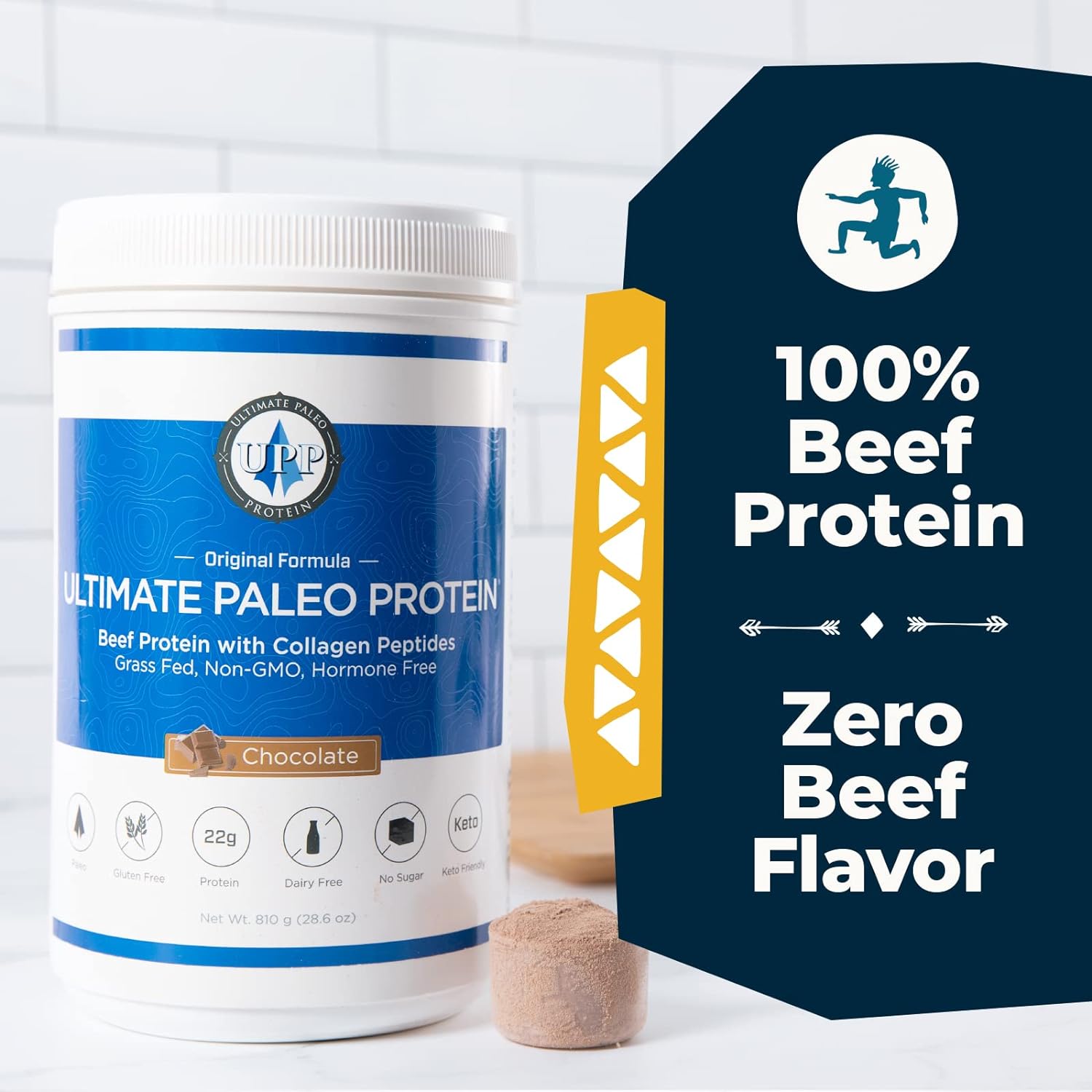 Ultimate Paleo Protein Powder | Premium Grass Fed Beef Protein with Collagen Peptides | Paleo Friendly, Gluten Free, Keto Friendly, No Artificial Sweeteners or Preservatives - Chocolate, 30 Servings