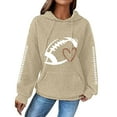 thumbnail image 2 of Beige Sweatshirt for Women's Rugby Print Fashionable Hooded Sweatshirt Women Fall Clothes, 2 of 4