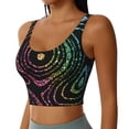 thumbnail image 2 of Balery Rainbow Glitter Sujetadores deportivos con espalda cruzada para mujer, acolchados, sin costuras, de alto impacto, ideales para yoga, gimnasio, entrenamiento y fitness.-XX-Large, 2 of 8