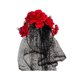 thumbnail image 1 of Diadema de flores con velo de Halloween, guirnalda para boda, cosplay, disfraz para mujer Rojo, 1 of 9