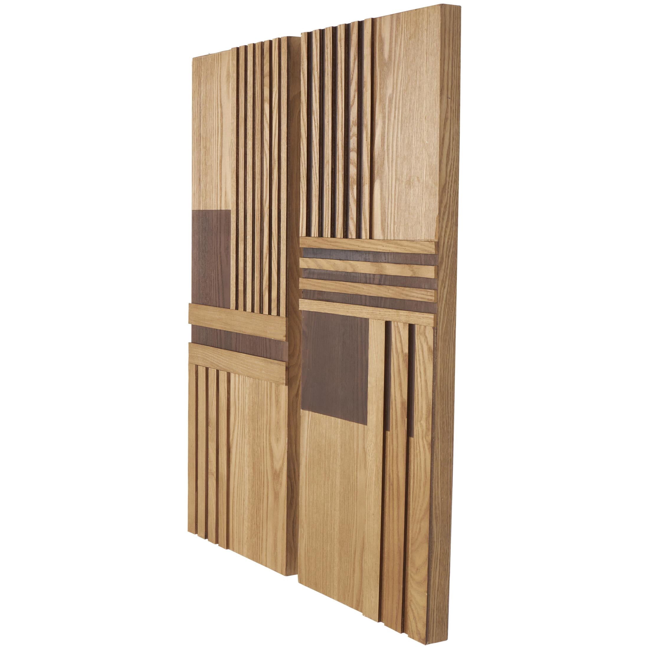 DecMode Brown Wooden Handmade Carved Two-Toned Geometric Wall Decor (2 Count)