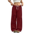 thumbnail image 3 of Gytharion Women's Bow Tie Streetwear Sweatpants with Pockets Drawstring Elastic Waist Joggers Solid Color Loose Wide Leg Pants, 3 of 8