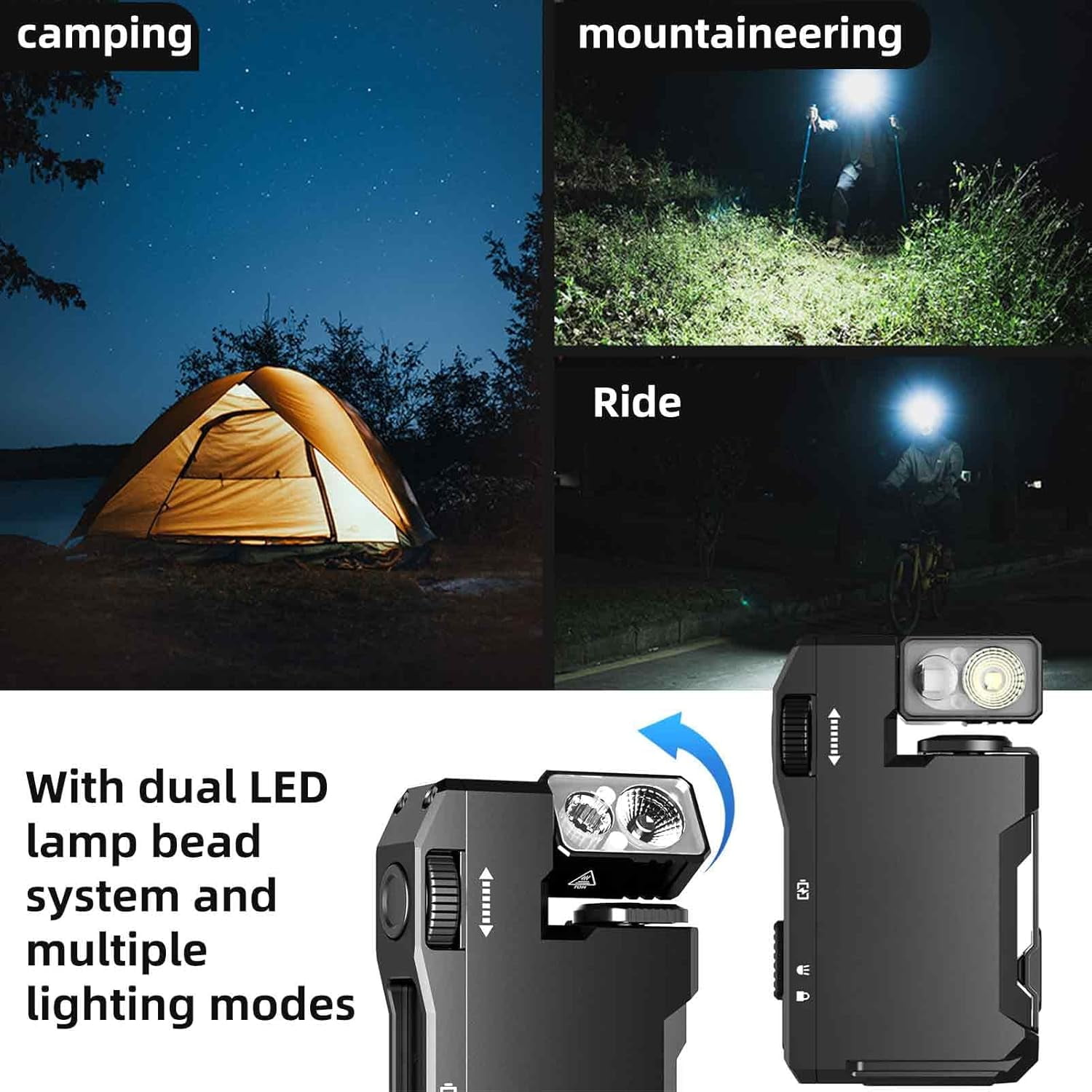 Pocket-Sized Led Light - 400 Lumens Magnetic Mini Flashlight, USB-C, Magnetic Clip, Great for Gear Bag, Rechargeable EDC Flashlight with 180° Rotation & Dual Light 2PCS