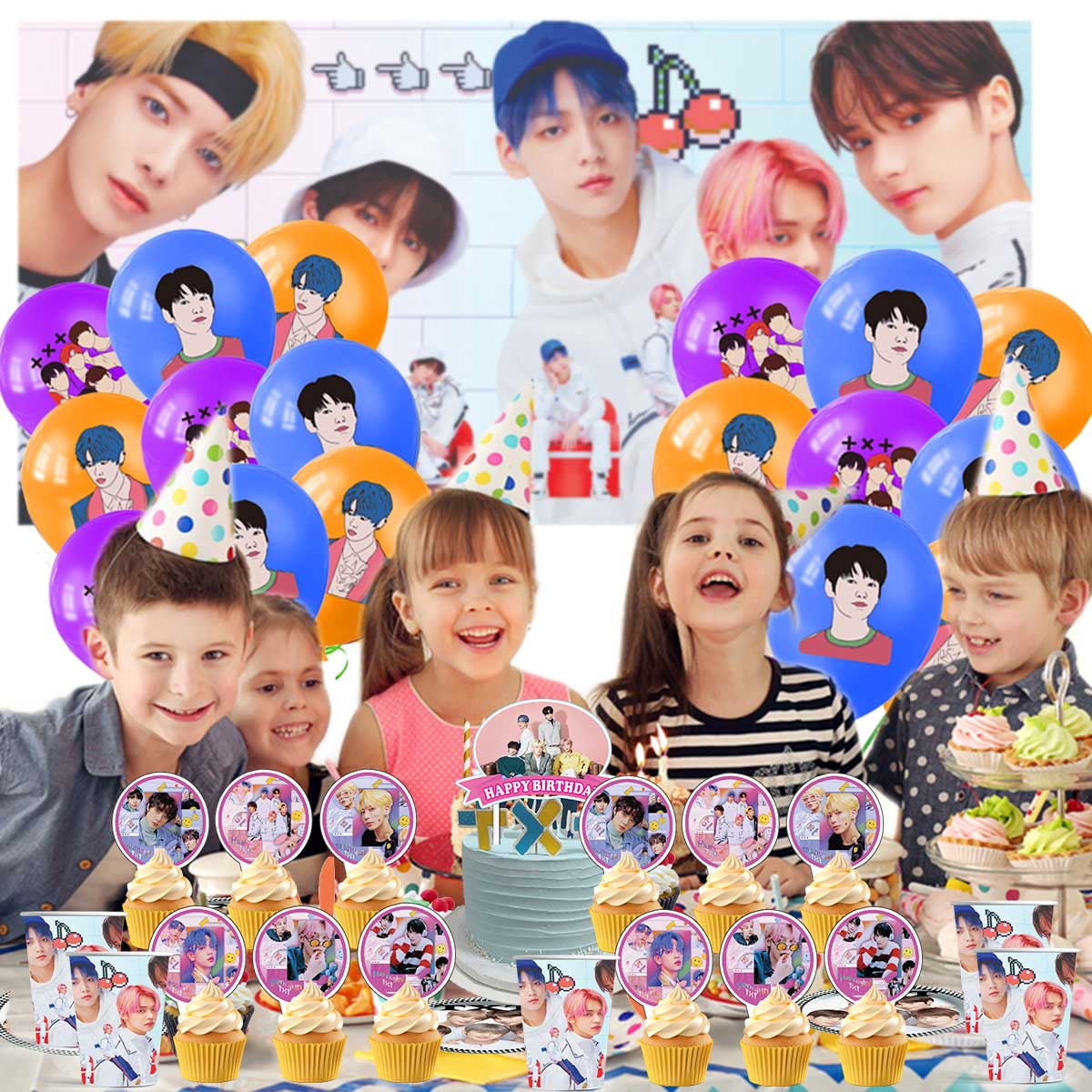 Kpop TXT Cake Topper CupcakeS Set Birthday Party Supplies Decoration Decor Kit