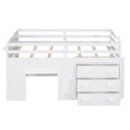 thumbnail image 3 of Cfowner Wooden Loft Bed with Cabinet and Shelf, Twin Size, White, 3 of 7