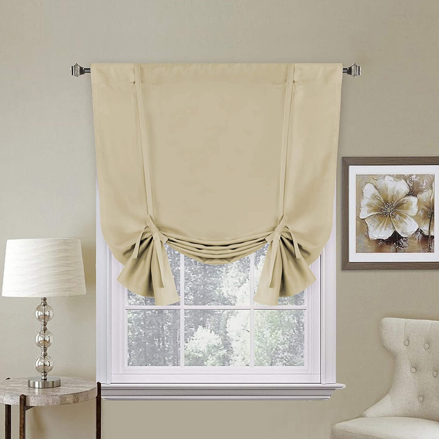 Deconovo Grommet Blackout Curtain Tie Up Shade Window Panels for Living Room and Bedroom Navy Blue 46W x 63 One Panel Deconovo Grommet Blackout Curtain Tie Up Shade Window Panels for Living Room and Bedroom Navy Blue 46W x 63 One Panel