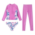thumbnail image 3 of iixpin 3 Pcs Swim Cover Up Sets for Girls Upf 50+ Rash Guard Coat Bikini Brief with Swim Leggings Pink 8, 3 of 7