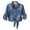 Blue, variant on APEXFWDT Women's Roll Up 3/4 Sleeve Denim Shirt Tie Front Knot Denim Crop Top Casual Chambray Button Down Shirt Jean Top S/M/L/XL/XXL