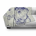 thumbnail image 3 of Alaskan Malamute Soft Flannel Fleece Blanket, Cartoon Style Smart Puppy with Glasses Photo Camera and Bee Smile Doodle, Cozy Plush for Indoor and Outdoor Use, 50" x 70", Blue White, by Ambesonne, 3 of 6