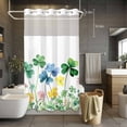 thumbnail image 5 of Watercolor Clovers No Hooks Shower Curtain with Snap-in Liner St Patrick's Day Shower Curtains for Bathroom, Waterproof, Easy Install, Washable 54"x78", 5 of 9