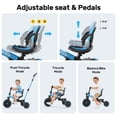 thumbnail image 5 of JoyStone 7 in 1 Foldable Tricycle for Toddlers with Adjustable Canopy, Detachable Backrest, Adjustable Seat and Handle and Parental Control Handle, Balance Bike for 1-4 Year Old Boys and Girls, Blue, 5 of 14