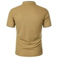 thumbnail image 3 of Men's Solid Polo Shirt V Neck Stand Collar Button Up Short Sleeve Top Khaki XXXL, 3 of 4