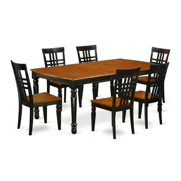 East West Furniture Dining Room Set Black & Cherry, DOLG7-BCH-W