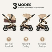INFANS 2 in 1 Baby Stroller, Folding Newborn Pram Convertible Stroller Bassinet for Infant Foldable High Landscape Shock Absorption with Reversible Seat Aluminum Structure for Pushchair