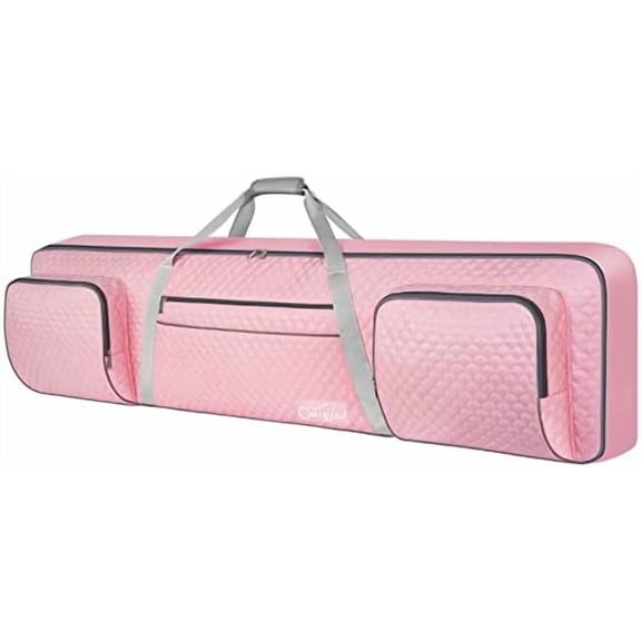 88 Key Keyboard Case (Size: 53.5"x13.8"x6.8"), Soft Padded Piano Case with Handle and Adjustable Shoulder Straps, Keyboard Bag with 3-Pocket for Music Sheet, Pedal, Gift for Women, Pink$$Music